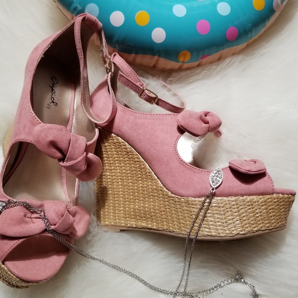 💖  last 10 💗Pink  SUEDE BOW ANKLE STRAP - Picture 7 of 7
